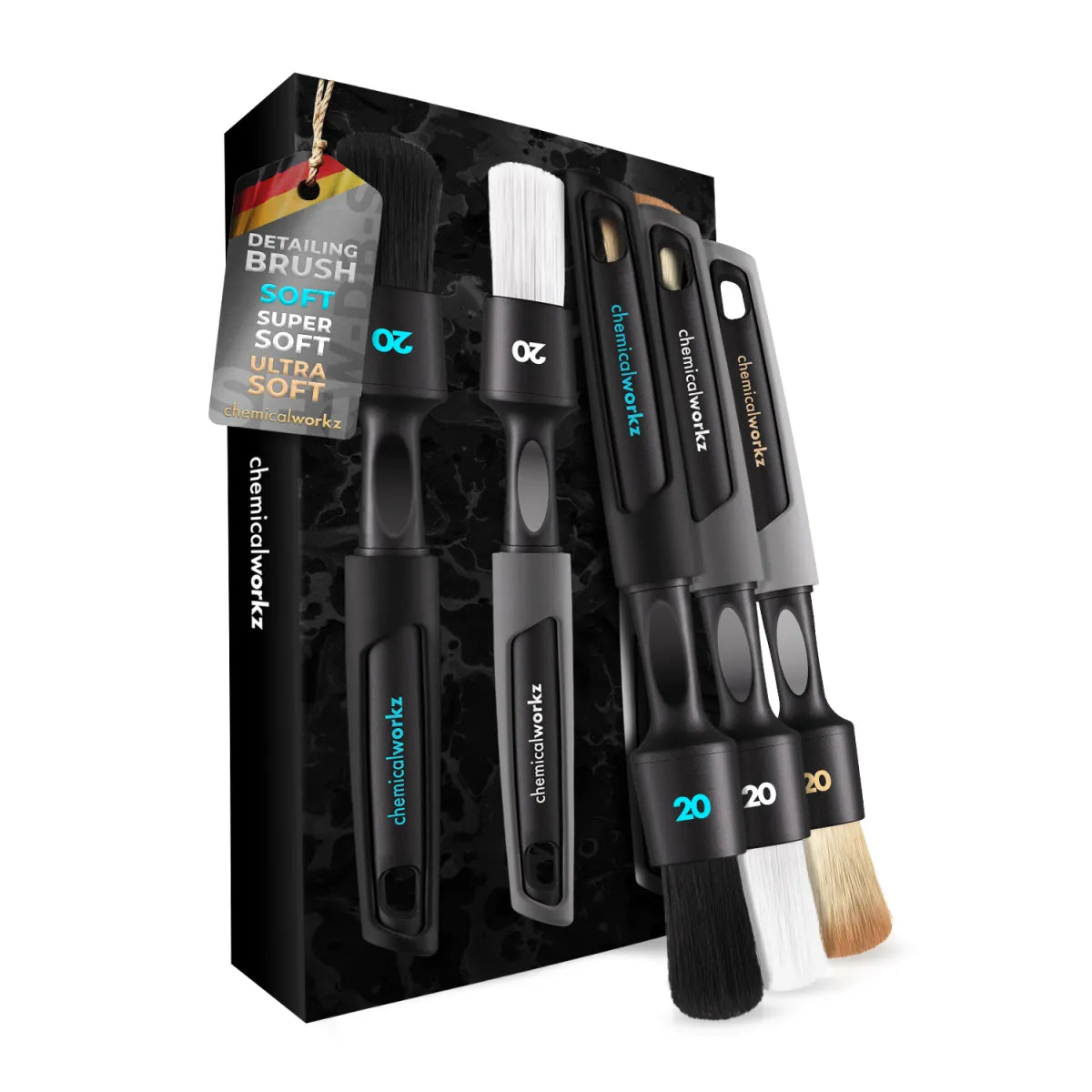 ChemicalWorkz All-in-One detailing brush set met drie zachte detailkwasten