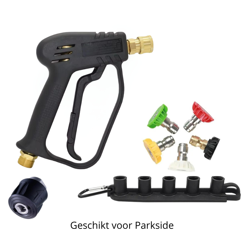 De Detailshop Short Trigger - Gun 1/4 Quick release korte hoge druk pistool geschikt voor parkside hogedrukreinigers korte pistool