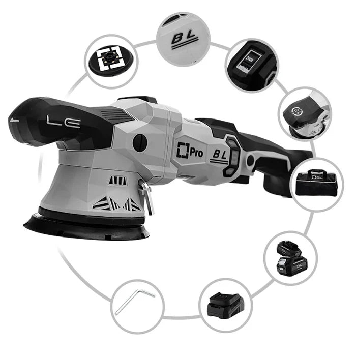 Liquid Elements A4500 pro excentrische polijstmachine met 15 mm uitslag op accu geschikt voor makita accus.