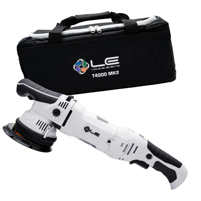 Toebehoren van de Liquid Elements T4200 V2 inclusief vervangende koolborstels en opbergtas.